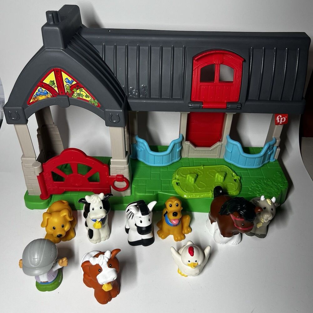 Fisher-Price Little People Friendly Horses Stable Barn Playset & 9 Figures